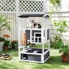 PawHut Wooden Outdoor Cat House, Feral Cat Shelter Kitten Tree with Asphalt Roof, Escape Doors, Condo, Jumping Platform - 3 of 4
