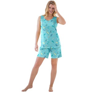 Dreams & Co. Plus Size 2-Piece Sleeveless Tee And Shorts PJ Set - 1 of 4