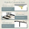 Lyngins King Size Bed Frame with Wingback Headboard & Footboard, PU Upholstered Platform Bed with Gold Metal Decor, Solid Wooden Slats Support - 4 of 4