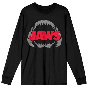 Jaws Shark Teeth Logo Women's Black Long Sleeve Shirt - 1 of 3