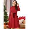 Allegra K Women's Elegant Work Sheath Mock Neck Flare Long Sleeve Knit Midi Dress - 2 of 4
