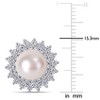 EVERLY JEWELRY |Sterling Silver 8.5 - 9 MM Cultured Freshwater Pearl and 1 5/8 CT TGW Cubic Zirconia Floral Halo Stud Earrings - 2 of 4