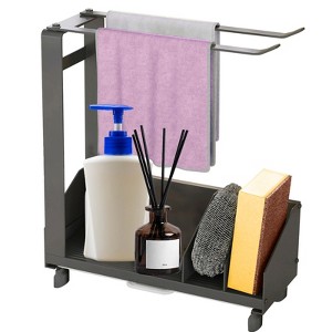 Kitchen Sink Caddy Sponge Holder with Dishcloth Drying Rack, Kitchen Rag Stand Sponge Brush Soap Dish Sink Storage Organizer for Kitchen Countertop - 1 of 4