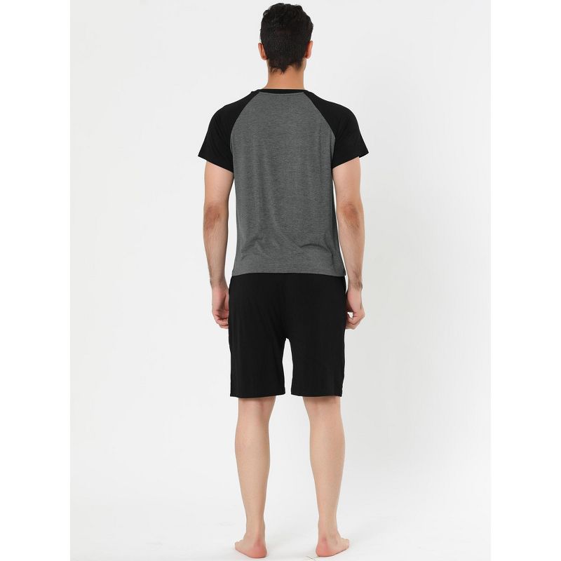 Lars Amadeus Mens Summer Solid Raglan Short Sleeve Shirt and Shorts Lounge Pajama Set, 5 of 6