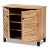 Coolidge Wood 2 Door Storage Cabinet Oak Brown - Baxton Studio: Nautical Style, 4 Fixed Shelves, Wood Frame - 2 of 4