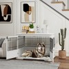 PawHut Dog Crate Furniture, 43" Dog Kennel End Table with 3 Doors, Removable Tray, for Extra Large Medium Small Dogs, Indoor Use, White - 3 of 4