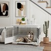 PawHut Dog Crate Furniture, 43" Dog Kennel End Table with 3 Doors, Removable Tray, for Extra Large Medium Small Dogs, Indoor Use, White - image 3 of 4