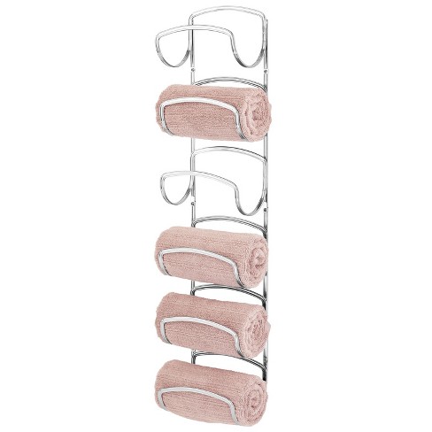 mDesign Wall Mount Towel Storage Rack for Bathroom - Hanging Organizer