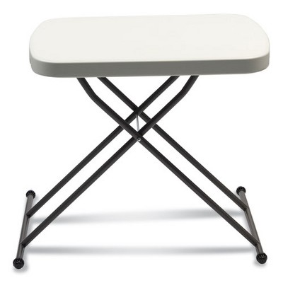 Adjustable White and Dark Gray Folding Table with Metal Legs