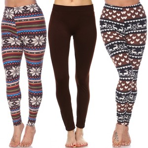 Women's Pack of 3 Leggings - One Size Fits Most - White Mark - 1 of 1