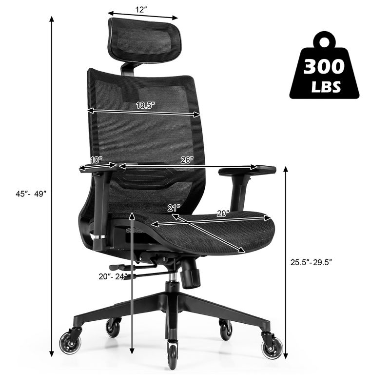 Costway Office Chair Adjustable Mesh Computer Chair with Sliding Seat & Lumbar Support, 3 of 11