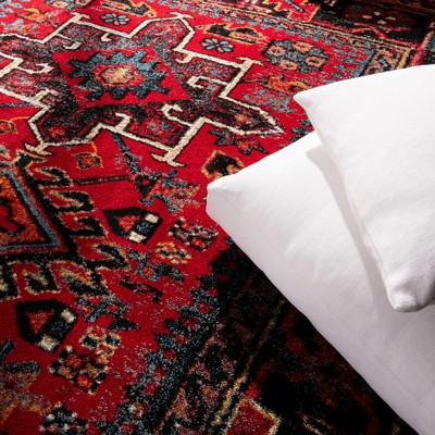 Vintage Red and Multi Synthetic Square Area Rug, 8'x8'