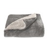 Poly Fleece - Oversized Plush Woven Polyester Fleece Solid Color Throw - Breathable by Hastings Home (Stone and White) - 3 of 4