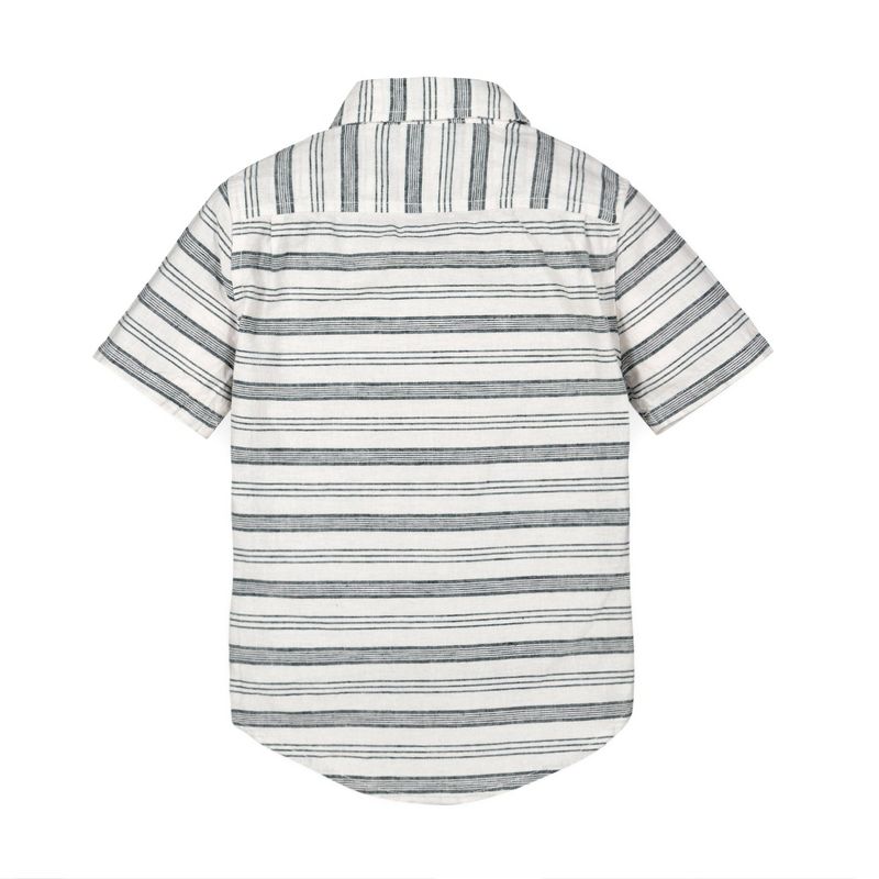 Hope & Henry Boys' Linen Short Sleeve Button Down Shirt, Infant, 4 of 9