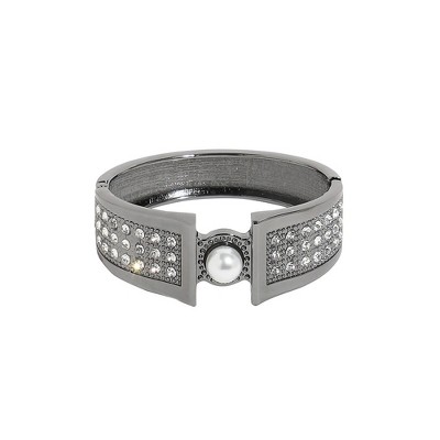 SOHI Women's Dark Silver Pearl Drop Bracelet