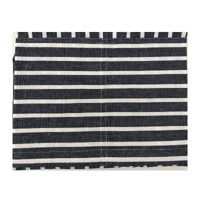 Black Pinstripe Cotton Chef Apron with Large Pocket