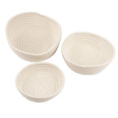 Juvale 3-Pack Round Cotton Rope Woven Storage Basket Bins Hampers for Toy - 3 Sizes, White