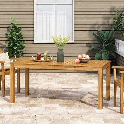 NicBex 32.5" Outdoor Dining Table,Rectangular  Patio Table with Acacia Wood Top for 3-4 Person,Outdoor Furniture,Teak