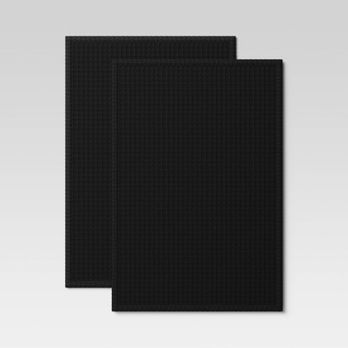 2pk Cotton Waffle Kitchen Towels Black - Threshold™ : Target