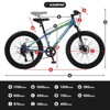 Kumasinova 24" Fat Tire Mountain Bike,Carbon Steel Frame Bicycle with Full Shimano 7 Speeds,Dual Disc Brake,Front Suspension,Bike for Adult & Youth - 3 of 4