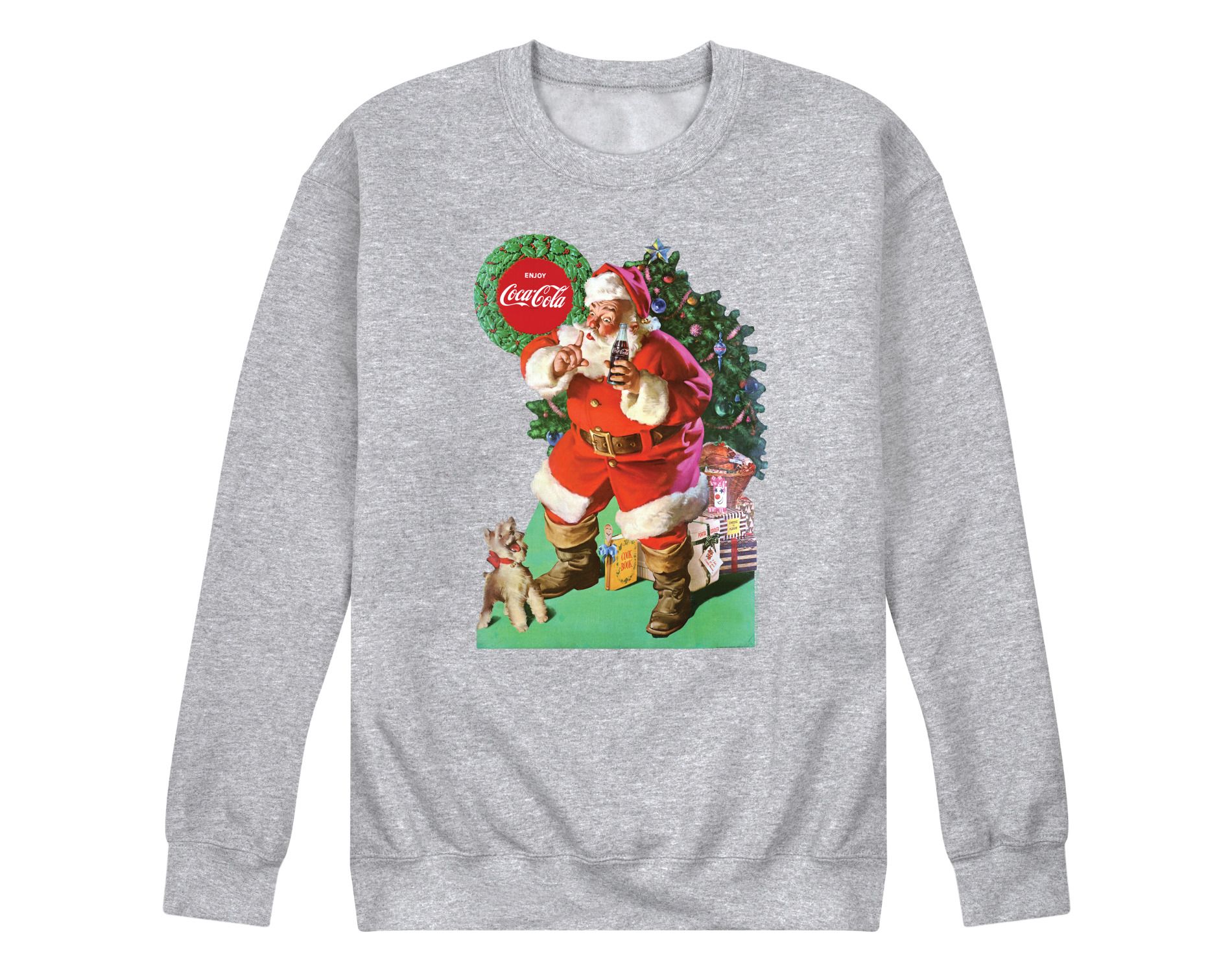 Men's - Coca-Cola - Vintage Santa with Dog Graphic Fleece Sweatshirt