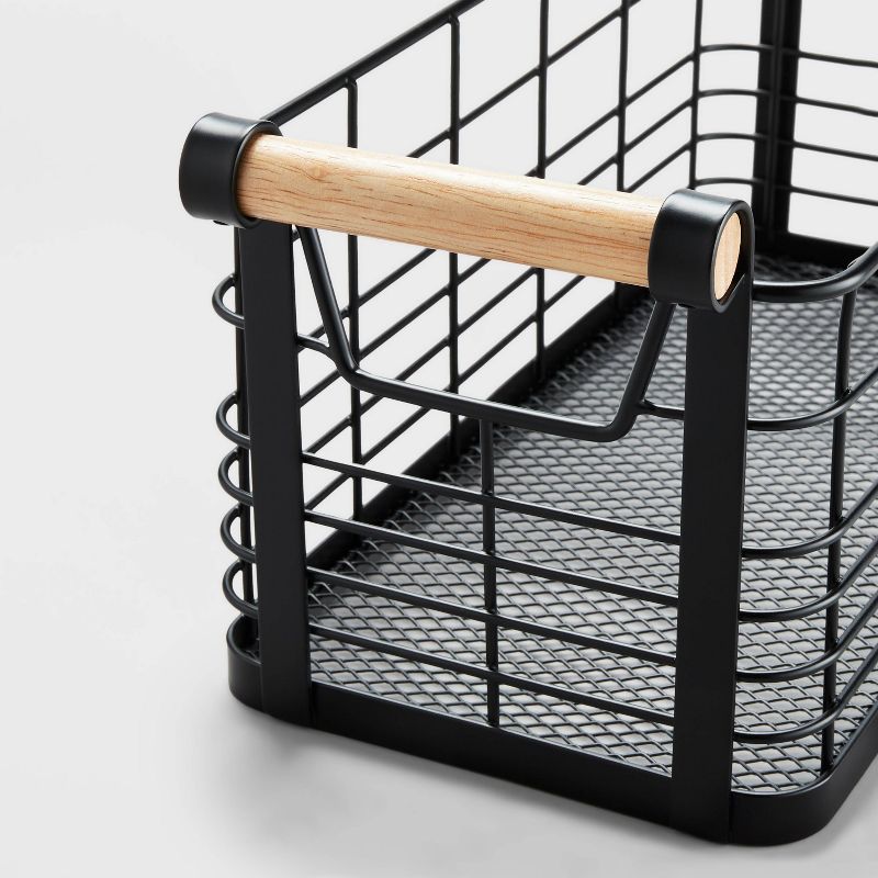Rectangular Wire Natural Wood Handles Basket - Brightroom™, 4 of 12