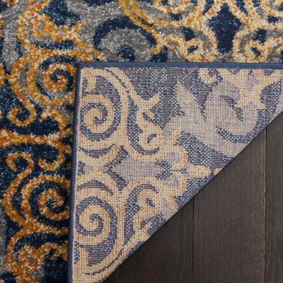 Evoke Blue and Orange Synthetic 4' x 6' Rectangular Area Rug