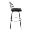 30" Faux Leather Farmhouse Barstool with Swivel, Metal Frame and Round Footrest for Kitchen or Home Bar - 3 of 4