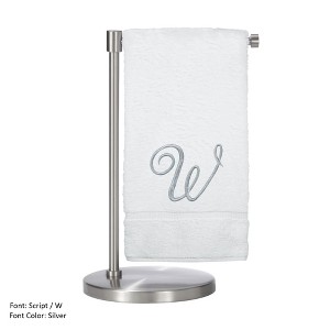 BC BARE COTTON Monogrammed Bath Towel, Personalized Gift, 27 x 54 inches - Set of 2 - White - Silver Script - 1 of 1