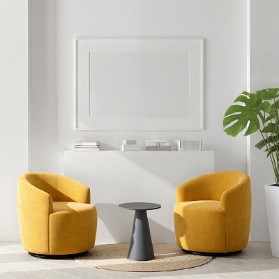 360° Swivel Accent Chair Set Of 2 Comfy Chenille Swivel Lounge Chair Arm Chair Single Sofa ,Swivel Barrel Chair For Living Room-Cuddlewood