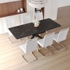 7-Piece Extendable Dining Set with Rectangle Kitchen Table and 6 C-shaped Tube Armless Chairs - 4 of 4