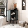 ORRD 22.25" Floor Coner Cabinet with Tempered Glass Door & Storage Shelves for Bathroom, Living Room, Bedroom (Black) - 2 of 4
