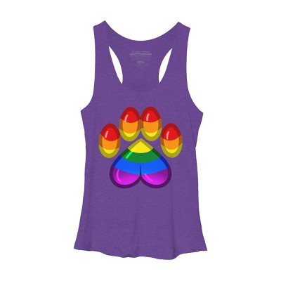 Adult Design By Humans Rainbow Pride Heart Pawprint By leashonlife Racerback Tank Top