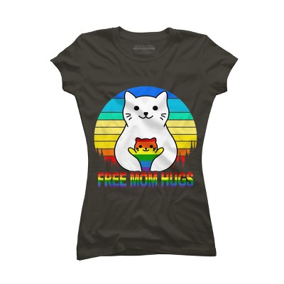 Adult Design By Humans Free Mom Cat Hugs Pride Sunrise By Avocato T-Shirt