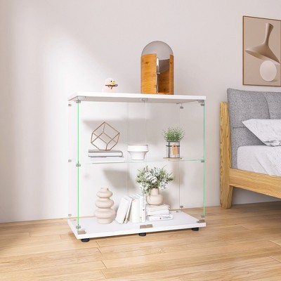 VYNXARIA Two-Door Glass Display Cabinet - 2 Shelves Curio Bookshelf for Home & Office