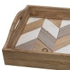 18" x 12" Country Rustic Wooden Chevron Serving Tray Brown - Stonebriar Collection:Cutout Handles - 4 of 4