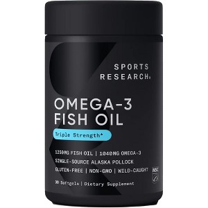 Sports Research Omega-3 Fish Oil Dietary Supplement - 180 Softgels - 1 of 2