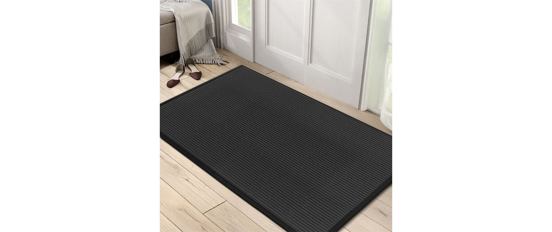 Karl Home Front Door Mat Indoor Outdoor Entrance Waterproof Heavy Duty Doormat in Gray