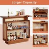 LOVSON 47.24''Farmhouse Caramel Brown Rattan Home Bar Unit, 4-Tier Liquor Cabinet with Stemware Racks for Living room - 4 of 4