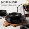 Syemin Dining Bowls 4 Person Stoneware Dinnerware Set Microwave Dishwasher Safe Chip-Resistant Matte Glaze Stackable Storage, Black, 10"*10"*2.4" - 3 of 4