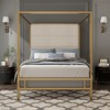 KIGFTSOD Modern Canopy Bed with Tall Velvet Fabric Upholstered Headboard Metal 4-Poster Bed Frame, Box Spring Needed - 2 of 4