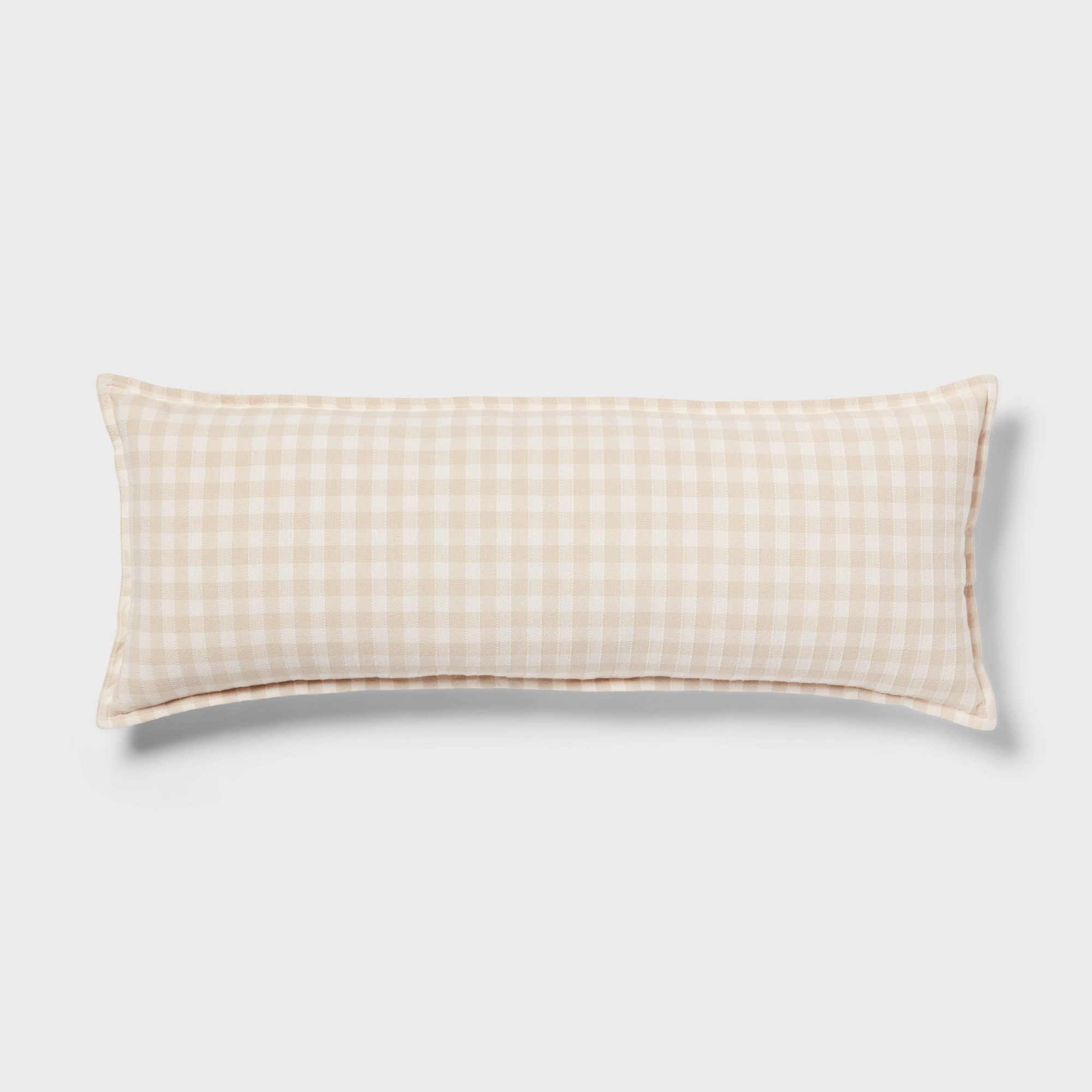 Gingham OS Oblong Dec Pillow Khaki/Ivory - Threshold™