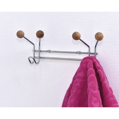 Evideco French Home Goods Wall Mounted Coat Rack 6 Hooks Chrome for Towel Hat Entryway