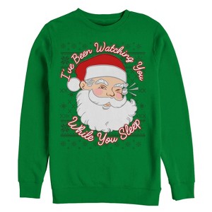 Men's Lost Gods Christmas Santa Watching You Sleep Sweatshirt - 1 of 3