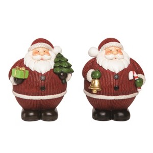 Transpac Large Resin Knit Suit Santa Figurine Set of 2 Christmas Home Decorations - 1 of 1