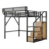 TIRAMISUBEST Full/Queen Size Loft Bed with Stairs, Metal Full Loft Bedframe with Storage Shelves, High Loft Bed with Wardrobe for Kids Teens - 3 of 4