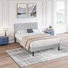 Okak Modern Platform Bed Frame with Upholstered with Linen Fabric Button Tufted Headboard Wood Slats No Box Spring Needed Easy Assembly - 2 of 4