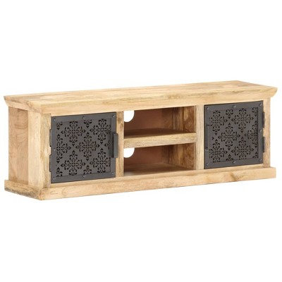 vidaXL TV Stand with Steel Doors 47.2 in.x11.8 in.x15.7 in. Solid Wood Mango
