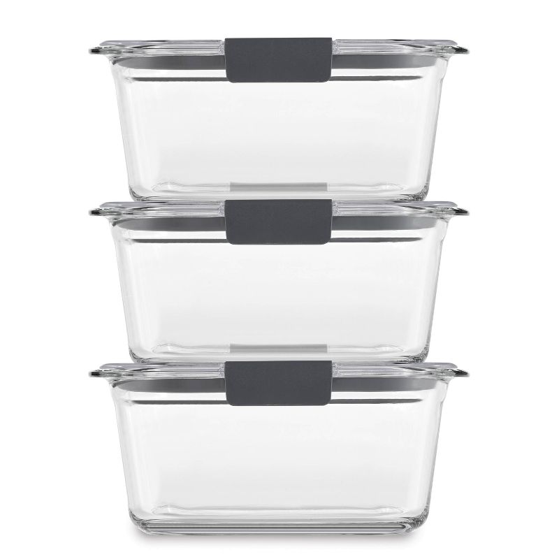 Rubbermaid 6pc Brilliance Glass Food Storage Containers, 4.7 Cup Food Containers with Lids, 3 of 9