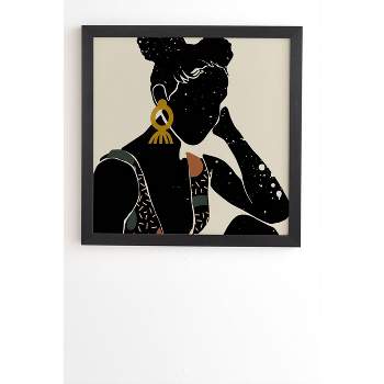 Domonique Brown Black Hair No. 6 Framed Wall Art Black - Deny Designs